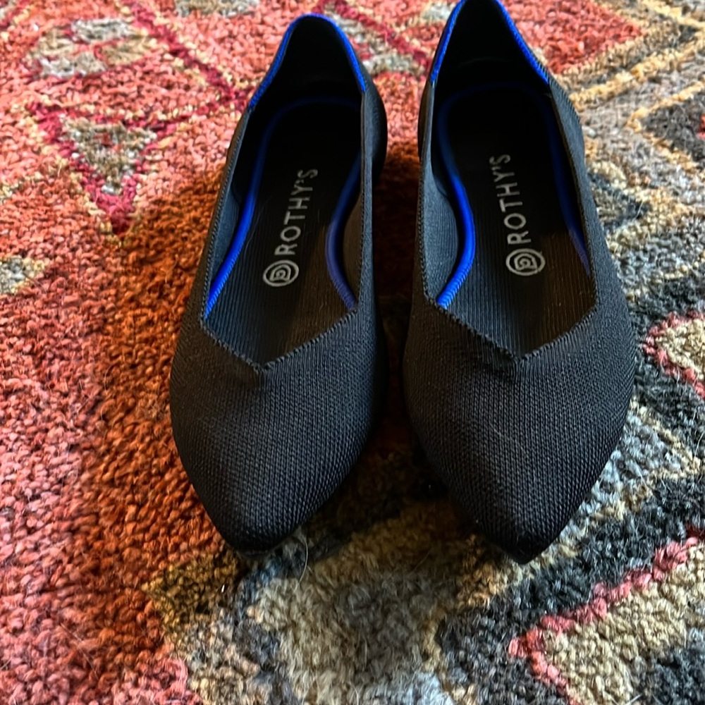 Black Rothy pointed toe flats “the point”